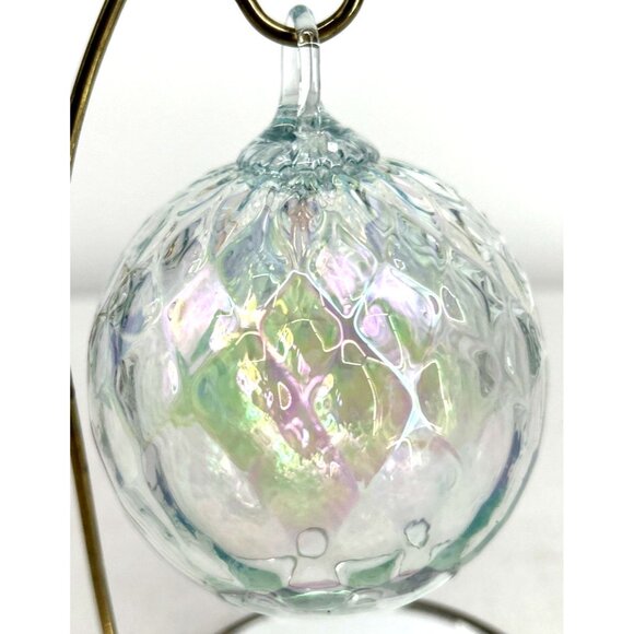 Hand Blown Studio Art Glass Christmas Ornament Iridescent Suncatcher 3.25" - Picture 3 of 6